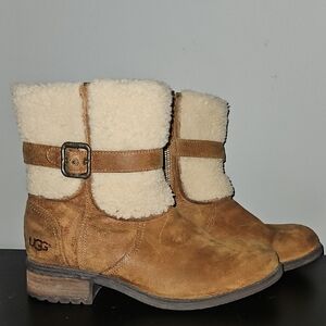 UGG Women's Brown and Cream Shearling Boots